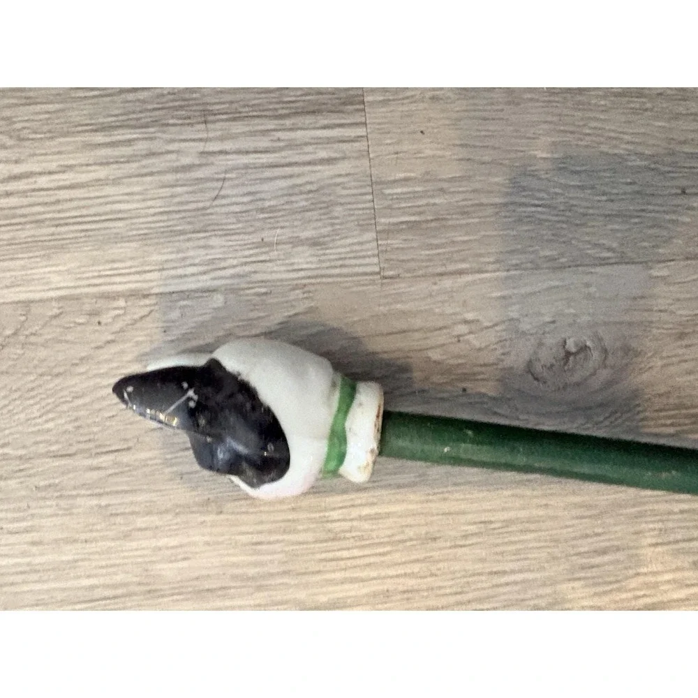 Vintage Carnival Cane Stick Porcelain French Bull Dog Head 34